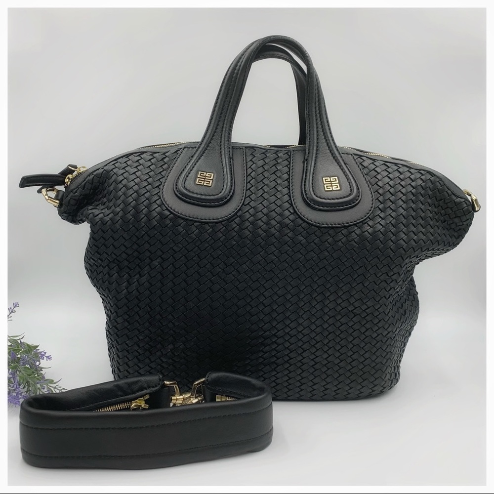 GIVENCHY Nightingale Satchel Woven Leather